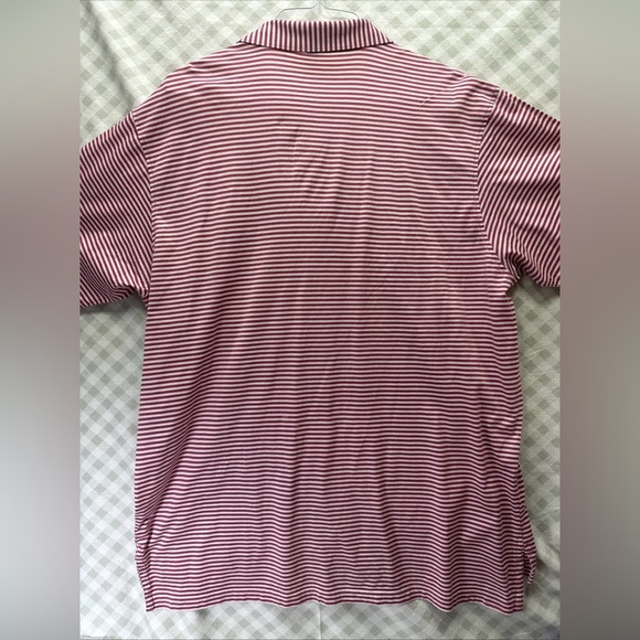 Peter Millar Golf Polo Shirt Mens XL Maroon White Striped 100% Cotton - Picture 2 of 7